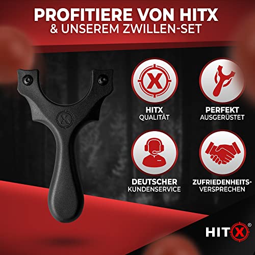 HITX® Zwille Steinschleuder Profi Bundle Set | Einfache Clip-Technik | Slingshot Schleuder mit Gummiband Extra Stark | Inklusive 300 Tonkugeln | Bundle Set mit Ersatzgummi | Alpha Clips