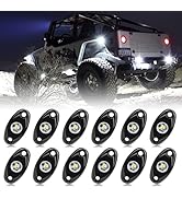 OPL5 White LED Rock Lights Kits,12 PCS Rock Lights for Trucks Super Bright Pure White Under Light...