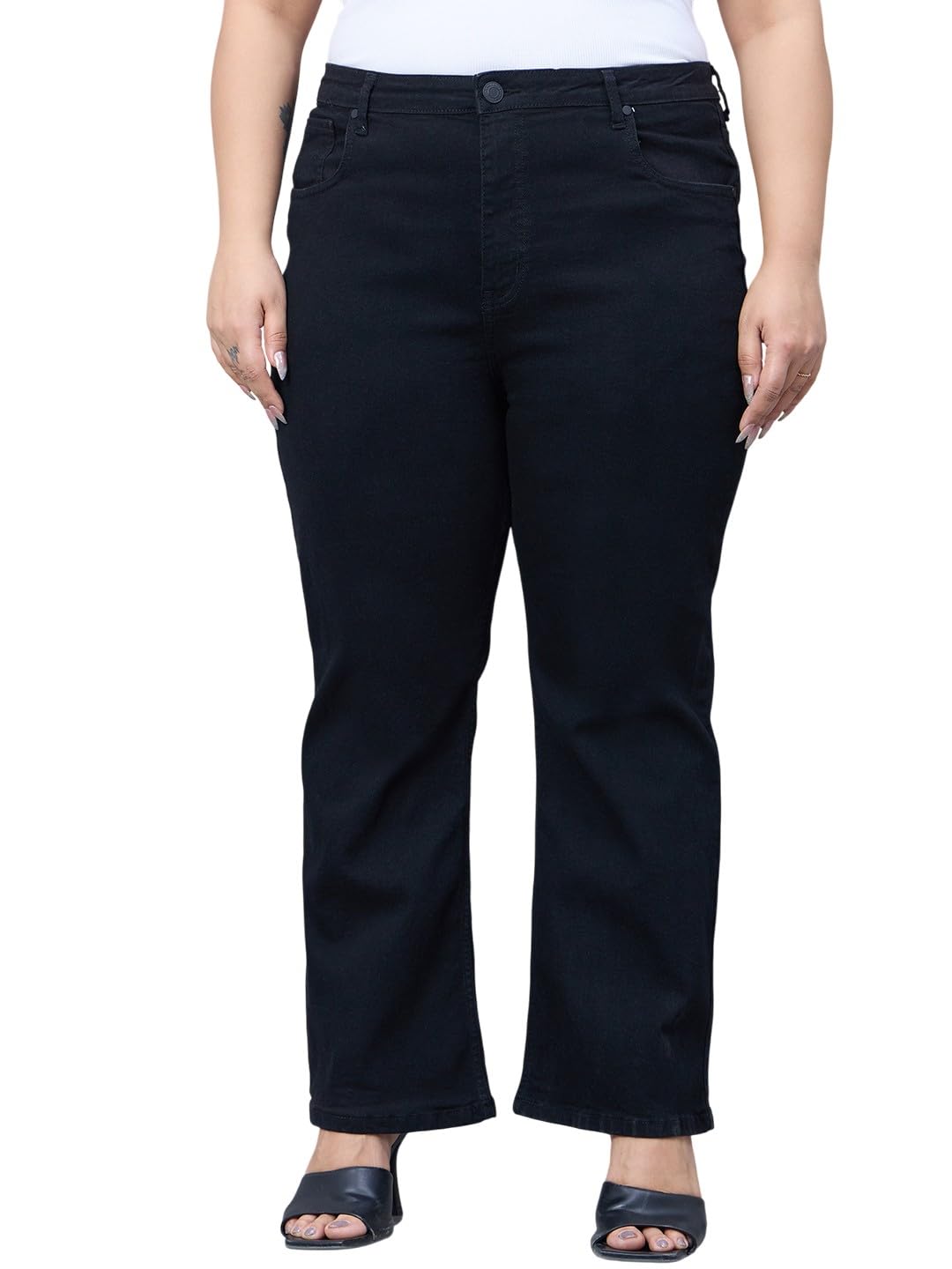 style quotient Women Plus Size Dark Blue Boot Cut High Rise Stretchable Jeans-picture-23