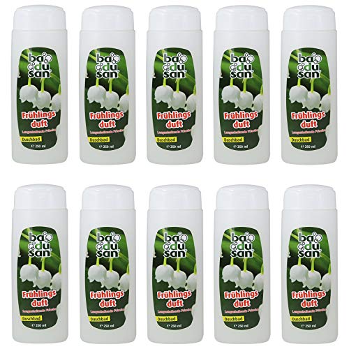 10er Pack badusan Duschbad Frühlingsduft Maiglöckchen 250 ml langanhaltende Frische Duschgel Pflegedusche Körperpflege Showergel