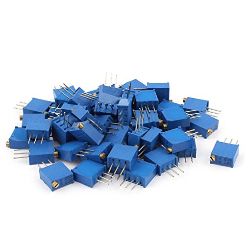 Aexit 50Pcs 3296W-203 Variable Resistors 20K Ohm Resistor Trim Pot Potentiometer Potentiometers Trimmer Blue