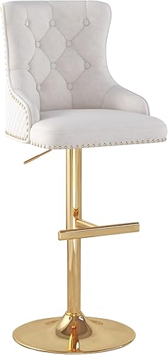 Juego de 2 taburetes de bar de terciopelo con anillo de tracción de león para encimera de cocina, taburetes de bar tapizados con cabeza de clavo,