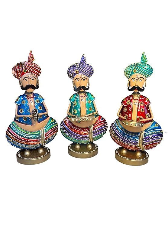 Wudnik Metal Rajasthani Musicians Item showpiece - Decorative Items for Home | Showpieces | Home Decoration Items Stylish| Table Decorative Items | Gift Items