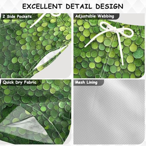 Pigsaly Boys Swim Trunks Green Moss Green Gradient Flashing Glitter Boys Board Shorts Swimsuit Swimwear Bathing Suit 2T3