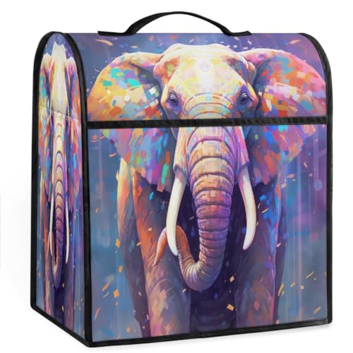 Coffee Maker Cover Abstract Colorful Elephant Kitchen Appliance Covers Small Appliance Covers Blender Cover Juicer Cover Dust Covers for Kitchen Appliances with Top Handle and Pockets,Washable,B81