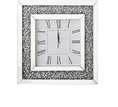 Amazing Gift Horloge murale en vrac avec strass vintage en cristal écrasé miroir miroir romain horloge pour la maison, le bureau, le salon, le bureau, le café,...