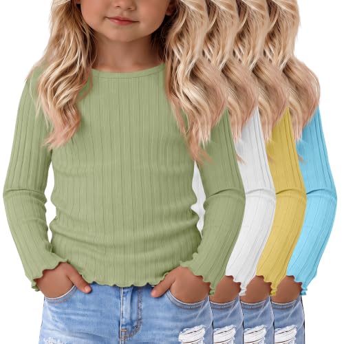 Image of 4 Pack Toddler Girls' Long Sleeve Shirts Cotton Tops