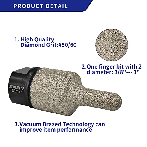 Btblbits Diamond Finger Milling Bit Diameter 3/8"-1" (10Mm-25Mm) 5/8-11 Thread Diamond Drum Wheel For Enlarging Shaping Round Bevel Existing Holes Of Porcelain Tile Ceramic Marble Granite #TOP4