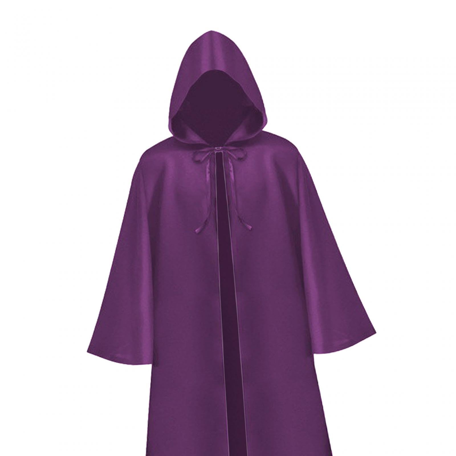 predolo Halloween Umhang Kapuzen Cape Mantel Robe Kostüm Zauberer Prinzessin Prinz aus Polyester Sanft auf der Haut für Halloween Cosplay, Violet M
