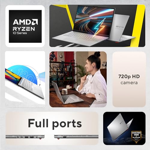 Image of ASUS Vivobook Go 15 Laptop, 15.6 inch FHD 60Hz, AMD Ryzen 5 40, AMD Radeon Graphics, 8GB RAM, 512GB SSD, Military Grade, ErgoSense Keyboard, WiFi 6E, Windows 11, Cool Silver, E1504FA-AS54-S