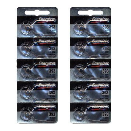 Pile Energizer 393 SR754W contre les pannes de montre - Lot de 10 cellules oxyde d'argent