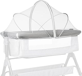 LUFEIS Mosquito Net for Travel Cot, Baby Beside Crib Co-Sleeper Mosquito Net for Bed, Cot Tent with Noiseless Zipper for Baby Crib, Bassinet, Bedside Sleeper (White)