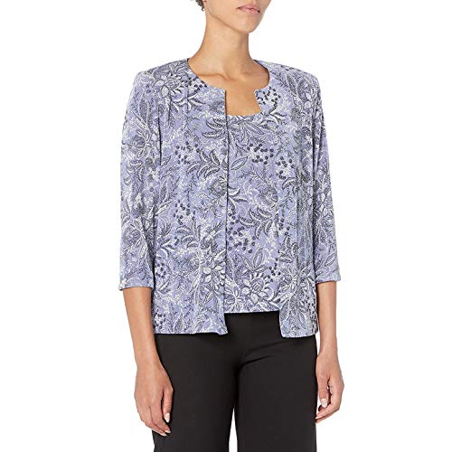 Alex Evenings Women's Jewel Neckline Twinset (Regular and Petite), Lavender, XLP