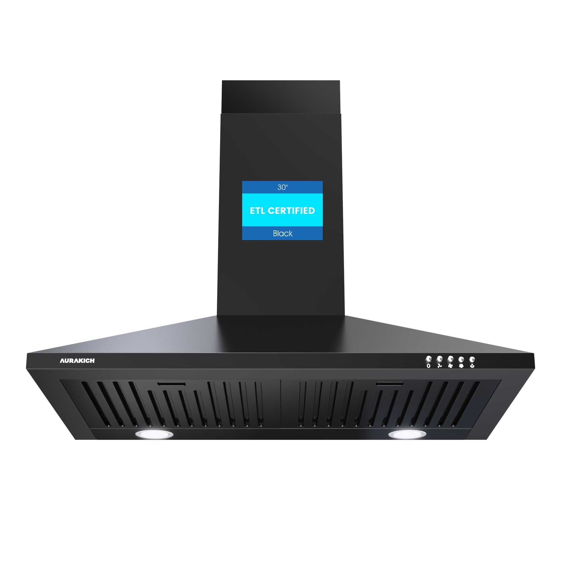 Black Range Hood 30 inch, 450CFM Wall Mount Kitchen Hood