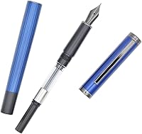 Vista 6 de Gullor Pluma estilográfica de metal con convertidor y caja de regalo, azul, punta fina