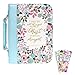 INSPRING PU Leather Bible Cover Case and Floral Bookmarks Set with Lay-Flat Handle Christian Gift for Women and Girls, Fits Bibles Up to 10.5 x 7.8 x 2.6 inches