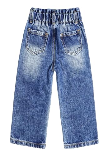 KIDSCOOL SPACE Baby Girls Boys Jeans, 12M-5T Little Kids Ribbed Waist with D-Rings Denim Pants2