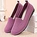 Women's Knitted Flat Shoes Slip On Casual Breathable Mesh Walking Shoes Fashion Round Toe Shoe Lightweight Loafers Flats Comfortable Non Slip Footwear Purple