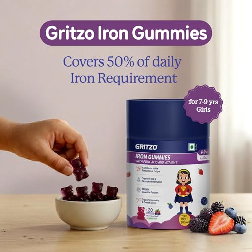 Image of Gritzo Iron Gummies (7-9y Girl), Mixed Berry, 30 Gummies | With Folic Acid & Vitamin C | Zero Added Sugar