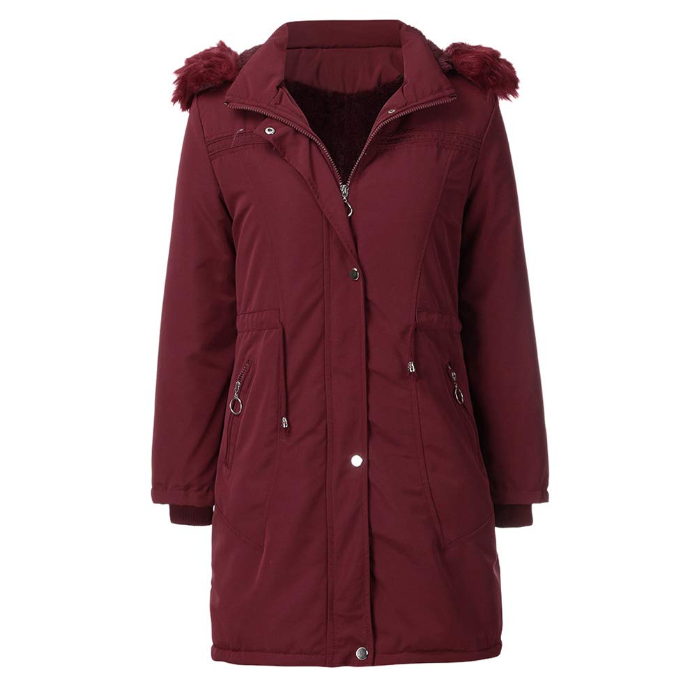ENEN Abrigos con Capucha para Mujer, Moda Parka Chaqueta con Invierno Caliente Talla Grande Cremallera Manga Larga Abajo Chaqueta con Bolsillos