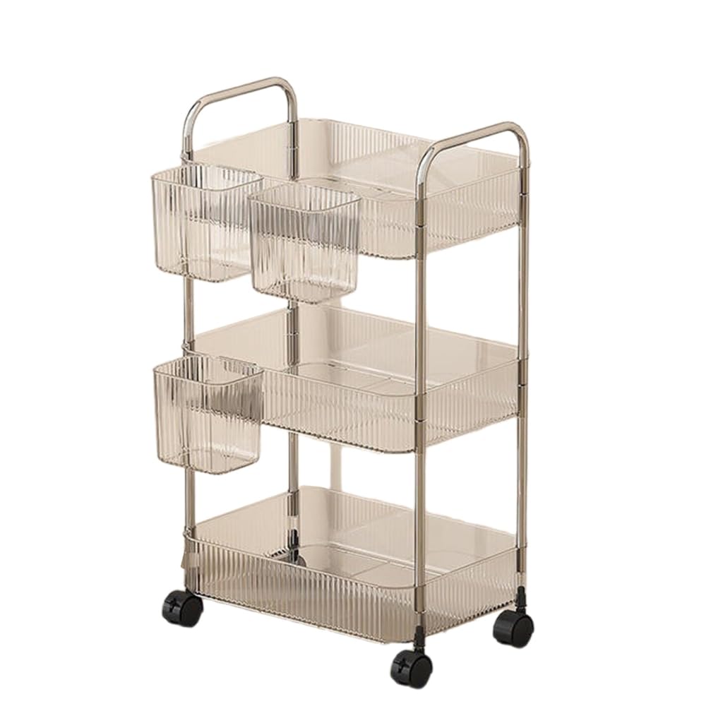 GMBYLBY Modern Rolling Makeup Cart Clear Shelves Space Saving Bathroom Bedroom Organization Product Organizers