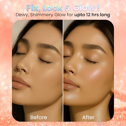Image of FACES CANADA Ultime Pro Strobe Makeup Fixer Mini - Rose Gold, 50 ml | 12HR Long Lasting Makeup Setting Spray | Dewy Shimmery Glow Finish | Hydrating, Non-Sticky | Waterproof, Transferproof & Alcohol-Free