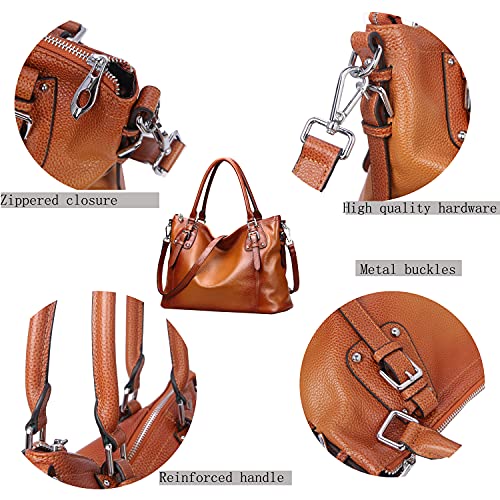 HESHE Genuine Leather Tote Satchel