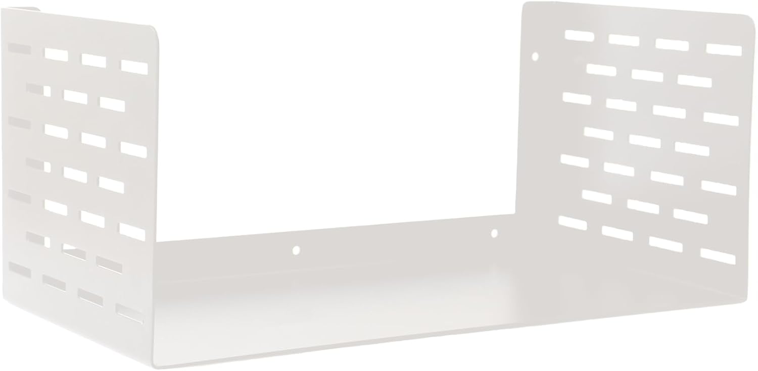 Spillbox Metal Wall Mounted Shelf | Invisible Mounting | Decorative Shelf Stand | Multipurpose Kitchen Organizer | Small Floating Shelf for Living Room – 30cm x 15cm, 0.9kg (White)