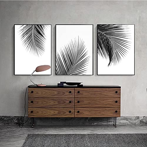 Habiller grand mur vide avec triptyque art mural palmier gris 70x100cm