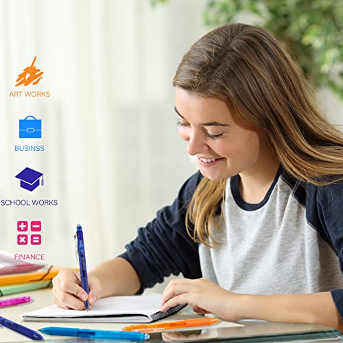 Parkoo Retractable Erasable Gel Pens Clicker, Fine Point, Make Mistake Disappear, 14 Assorted Colors Inks For Drawing Writing Planners And Crossword Puzzles #TOP5