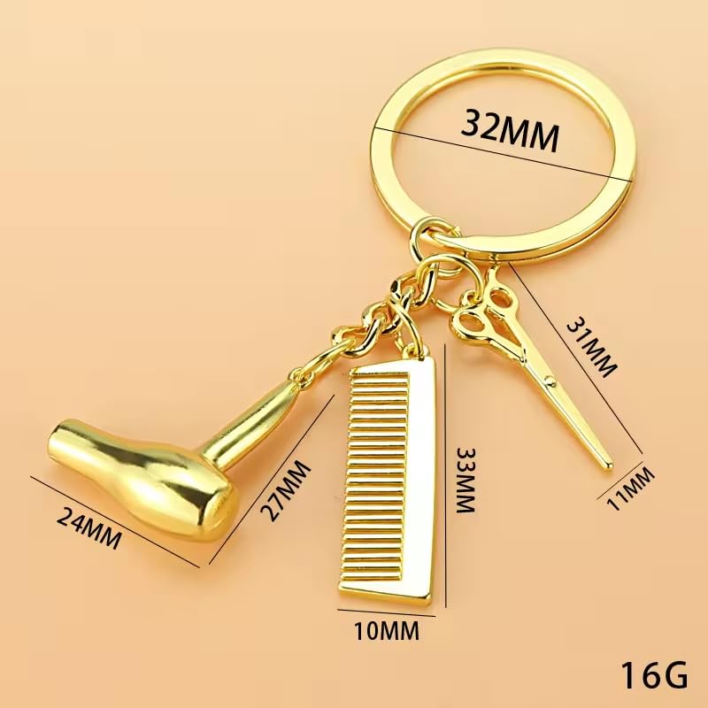Freedale 3 In 1 Fashion Hairdresser Hair Dryer,Scissor,Comb Charm Pendant Keychain- Perfect Salon Owner,or Hair Stylist Gift (Silver) - Image 3