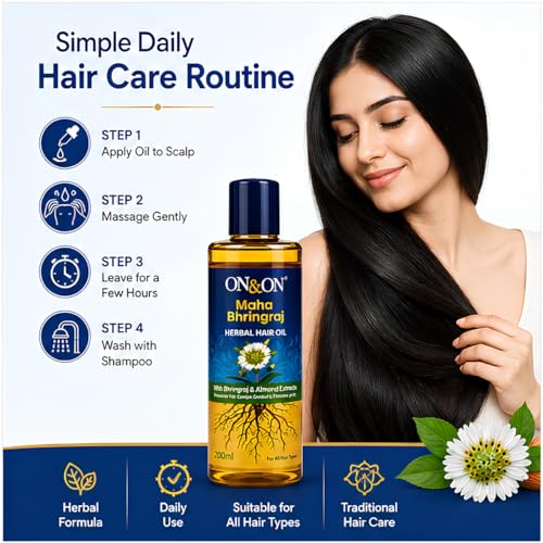 Image of Maha Bhringraj Herbal Hair Oil - Nourishing & Strengthening Hair (Pack of 1, 200ml)