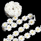3 Yard Gänseblümchen-Spitzenborte, 25mm Besticktes Blumen Borten Und Bänder Zum Nähen, Dekoband, Bänder Zum Basteln Für Brautschmuck, Nähzubehör, Straußverpackungen, Hochzeitsdekorationen (Weiß)
