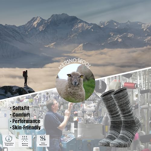 Image of Ortis Merino Wool Socks for Men Outdoor Hiking Casual Soft Cushion Crew | Extra-Fine Wool, Breathable, Comfortable, Lightweight, Moisture Wicking, Size L /XL 3 Pack, Hiker, Mountaineer, Daily Wear