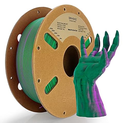 ERYONE Matte PLA Filament 1.75mm, 3D Printer PLA Matte Filament, +/-0.03mm, 1kg (2.2lbs)/Spool,Dual Matte Red Purple&Green