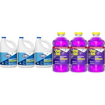 CloroxPro Clorox Germicidal Bleach, 121 Oz Pack of 3 and Pine-Sol Multi-Surface, All-Purpose Cleaner, 2x Concentrated Formula, Lavender Clean, 80 Fl Oz, Pack of 3 Package May Vary