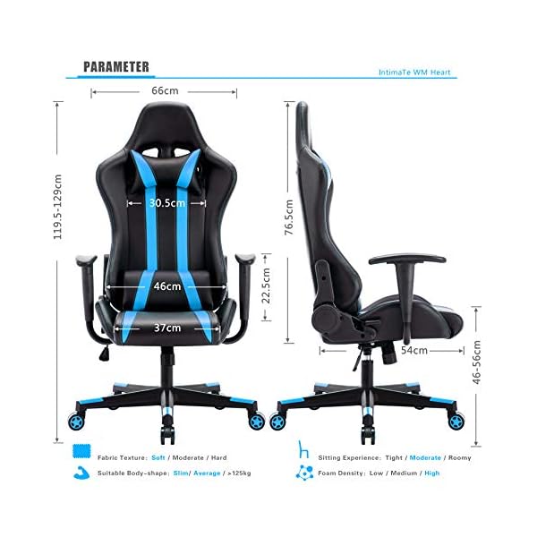 IntimaTe WM Heart Racing Chair, Computer Chair, PU Gaming Chair with Headrest&Lumbar Cushion, 135 Degree Reclining Angle - Image 6