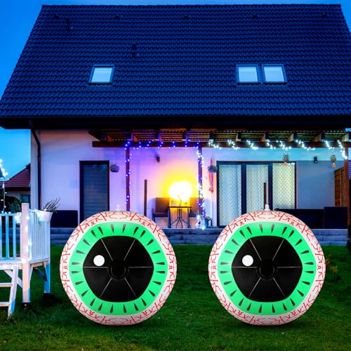 Jetec 2 Pack Halloween Inflatable Large Eyeball Decoration 24'' Giant