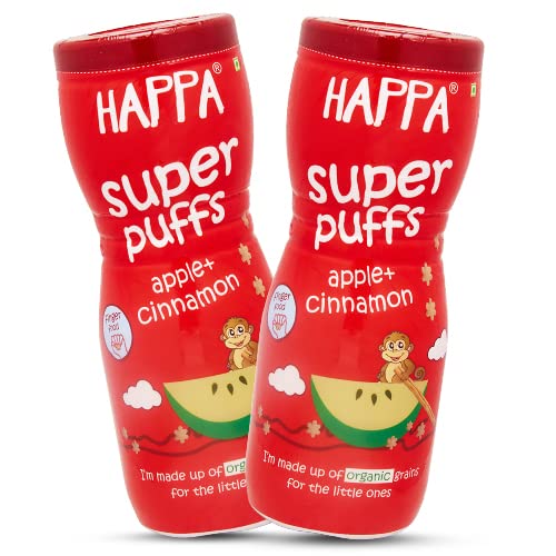 Happa Organic Multigrain Melts Teething Super Puffs (Healthy Organic Snack for Little One, 8 Months+) Apple & Cinnamon (Pack of 2) (B096K2CP3F) Amazon Price History, Amazon Price Tracker