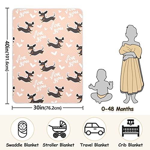 Image of Swaddle Blanket for Cute Dachshund Dog Baby Receiving Blanket Muslin Baby Swaddles Soft Cotton Breathable Nursery Blankets for Unisex Boys and Girls 30x40 Inch