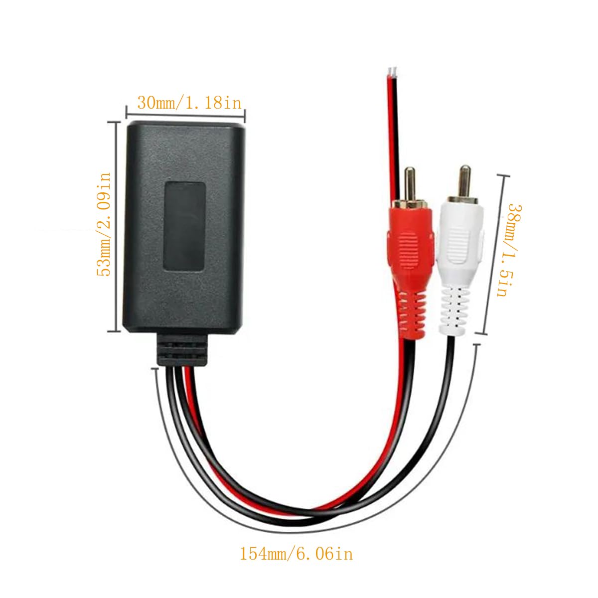 Récepteur audio Bluetooth 2RCA pour autoradio, adaptateur stéréo sans fil 5 V-12 V, portée 10 m