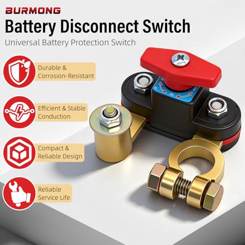 BURMONG Battery Disconnect Switch 12V-48V 275A - Universal Battery Kill Switch/Cut Off for Car, RV, Boat, Truck, Marine, ATV Detail