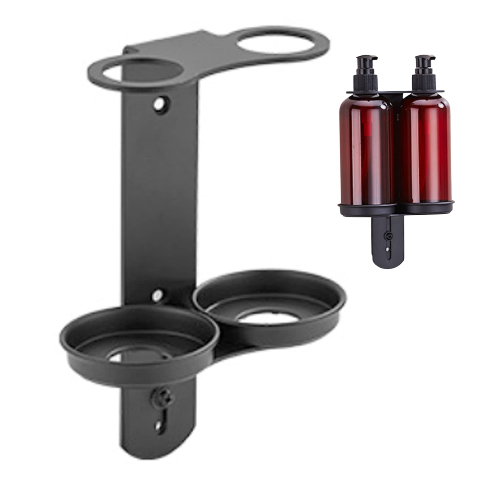 Soporte de Botella de Ducha Soporte de Botella de jabón montado en Pared para el Doble de 300 ml Dispensador Shampoo Ratch de Acero Inoxidable para Cocina del baño con Tornillos Negro