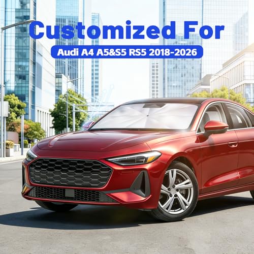 Image of Car Windshield Sun Shade for Audi A4 A5&S5 RS5 2018-2026 -[Reflective Coated Fabric] Sunshade Umbrella for Front Window, Car Shades Sun Visor Keep Car Cool and Protects Interior, 1:1 Exact Fit