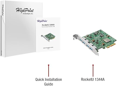 Miniatura 4 de HighPoint Technologies Tarjeta controladora USB-A 3.2 10Gbs RocketU 1344A de 4 puertos