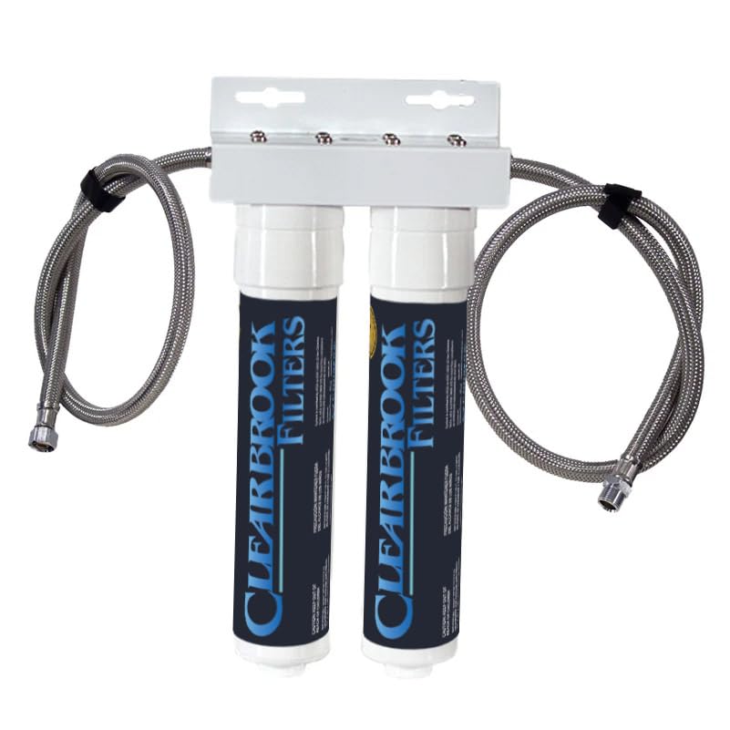 Clearbrook 12-Inch Dual Filter System, Fluoride & Gen4 Filters, Under Sink Water Filter, Dual Stage Filtration, Kitchen Sink Compatible, 8K Gallons Capacity, Quick Install