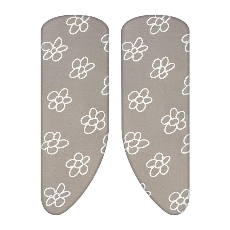 Set | Asymmetrischer Bügelbrettbezug mit Ständer (Farbe: Blumen grau) (A-XXL, Molton)