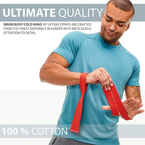 Image of WARM BODY COLD MIND V1 Lifting Wrist Straps for Olympic Weightlifting - Rated at 660 lb - Hand Wraps for Powerlifting, Weight Lifting, Bodybuilding Functional /Cross Training, Deadlift Gym Bar, Cotton