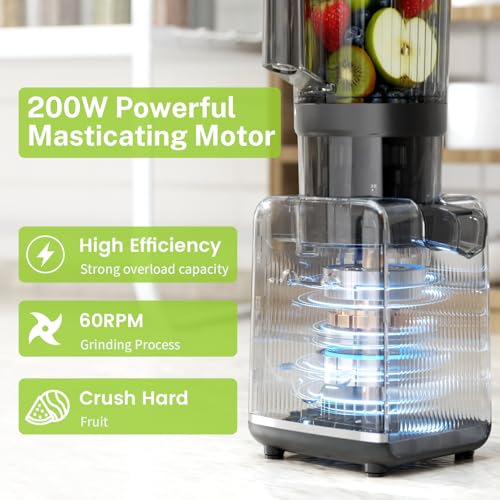 Image of Cold Press Juicer, Juicer Machines with 4.35 inch Wide Feed Chute Juice Extractor Machine, Slow Masticating juicer for Whole Vegetables & Fruits, High Juice Yield, Easy to Operation & Clean