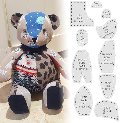 10 Pcs Memory Bear Patterns for Easy Sewing Template, Acrylic
